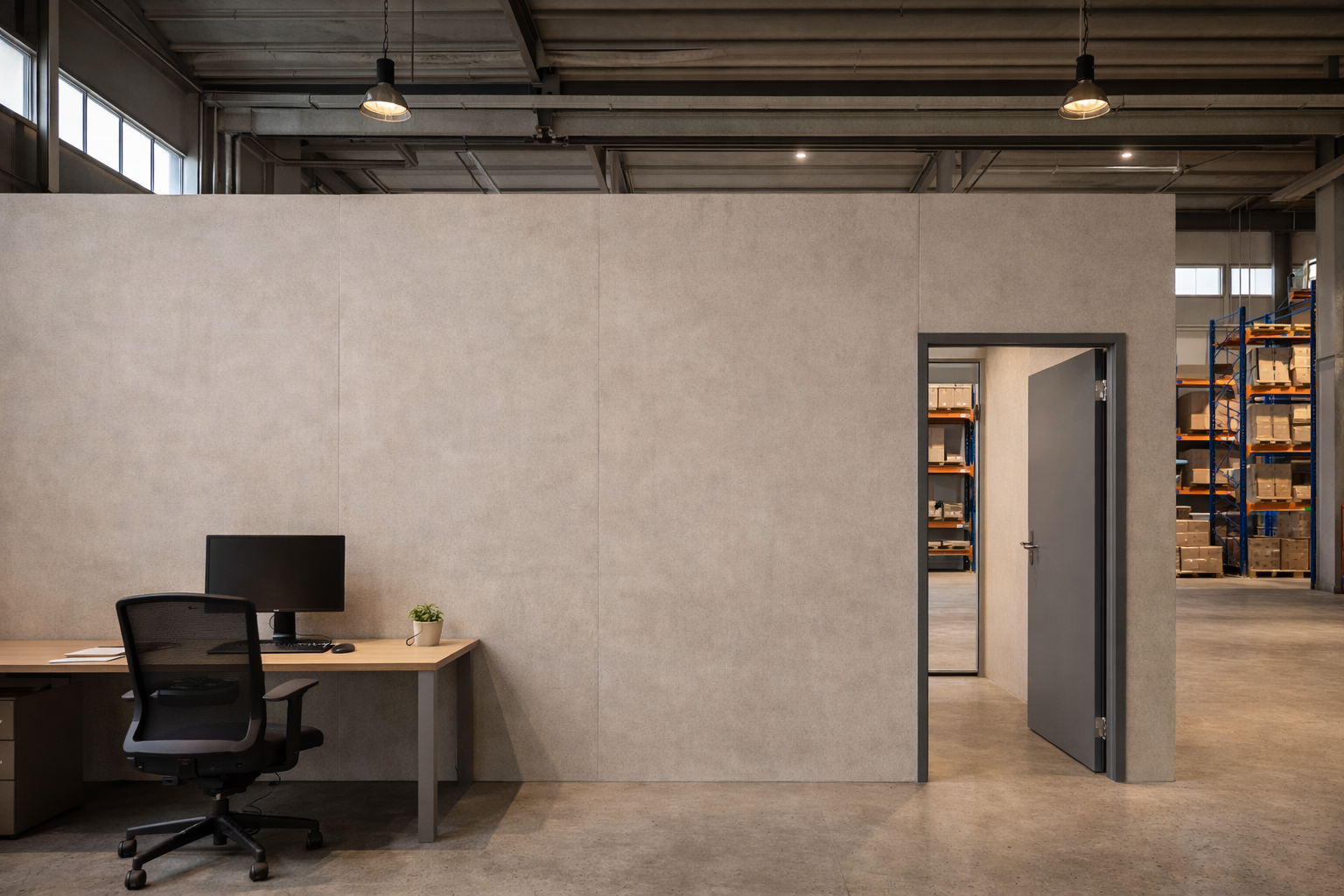 Industrial commercial interior heavy-duty cement sheet partition wall painted finish Bangalore — Elysian False Ceiling